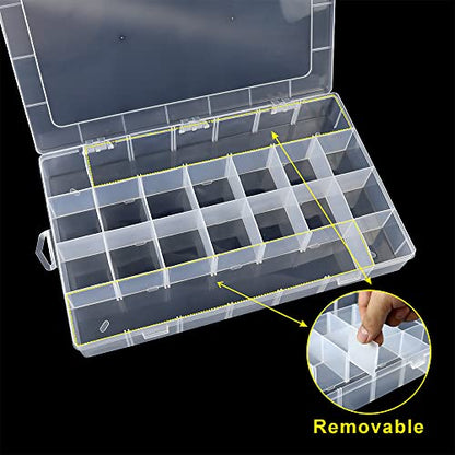 3Pack 28 Compartment Organizer Box with Parkical Adjustable Dividers, 28 Grids Plastic Storage Container for Jewelry, Craft DIY, Bead Organizer, Sewing, Dip Powder, Hair Accessories - size: 3 Pack 28 Compartment Organizer Box