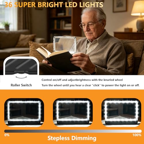 5X Magnifying Glass for Reading, Large Full Page Magnifier with Light