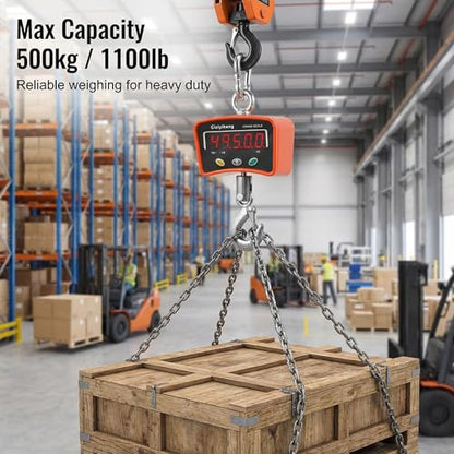 Digital Hanging Scale Industrial Crane Scale with Precision Sensor Suitable for Farm Weighing (500kg/1100lb)