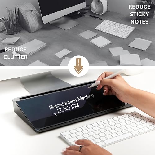 Garood Desktop Whiteboard Black with Wireless Charger Adapter Included Desk Buddy Charging Desktop Whiteboard Keyboard Glassboard Dry Erase Board Dry Erase Accessories 15.8X7X2 inches - color: Black