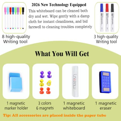 Magnetic Wall Sticker Dry Erase Whiteboard Contact Paper 47.2" x 17.5" Self Adhesive Magnet White Board Wallpaper Peel and Stick Wall Decal for Home Playroom Classroom - color: White