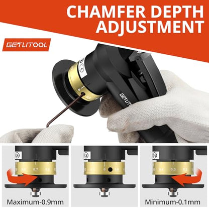 GETLITOOL Pneumatic Chamfering Tool, Air Chamfer Tool with 12C & 10R-Blade - color: Black