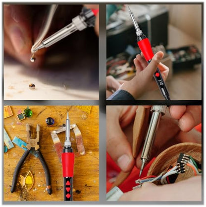 Soldering Iron Kit, 60W LED Display Digital Solder Pen, 5 Replaceable Tips, 21-in-1 Fast Heating with Solder Wire, Stand, Desoldering Pump, for Electronics Repair Hobby DIY 120V US Plug from Plusivo - color: Digital Soldering Iron Kit 1