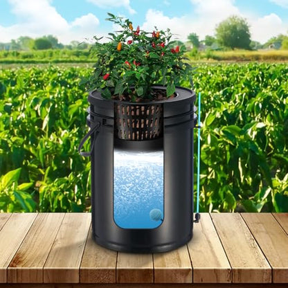 VEVOR DWC Hydroponics Grow System, Hydroponic Growing System with Top Drip Kit, Deep Water Culture 5-Gallon 4 Buckets, with Air Pump, Air Stones and Water Level Device for Leafy Vegetables - style: 4 Buckets+Top Drip Kit