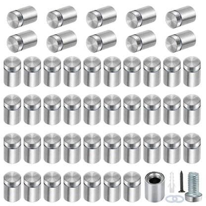 DAJAVE 50 Pack 1/2x 3/4 Inch Standoff Screws, Stainless Steel Sign Standoffs, Stand Off Wall Sign Mounting Hardware for Hanging Acrylic Frame, Glass Mounting, Office Signs, Includes Screws & Anchors