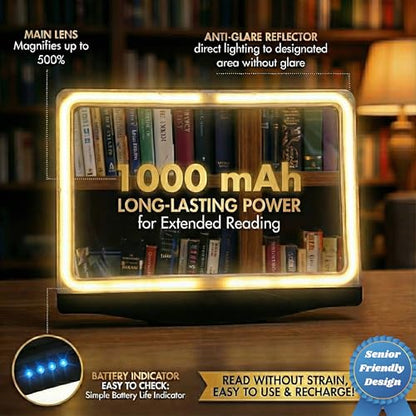 MagniPros 5X Rechargeable LED Page Magnifier with 3 Color Light Modes-Black - color: Black