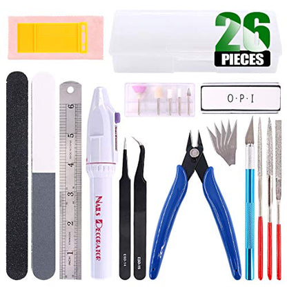 Keadic 24Pcs Modeler Basic Tools Craft Set Hobby Building Tools Kit with Model Tools Kit with a Plastic Case for Professional Model Building