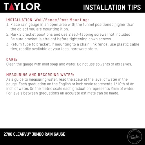 Taylor Jumbo Rain Gauge 5 Inch Capacity with Red Floating Indicator