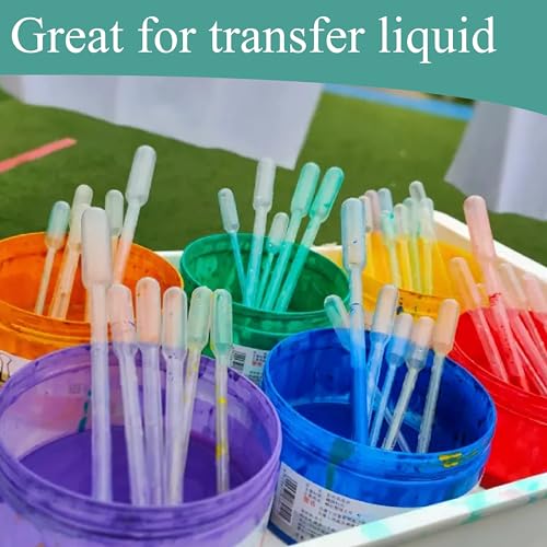 100 Pack Disposable Transfer Pipettes, Plastic Pipettes with Graduated Scale & Bulb Dropper for Essential Oils, Laboratory, Science Experiments (2 ML, 100)