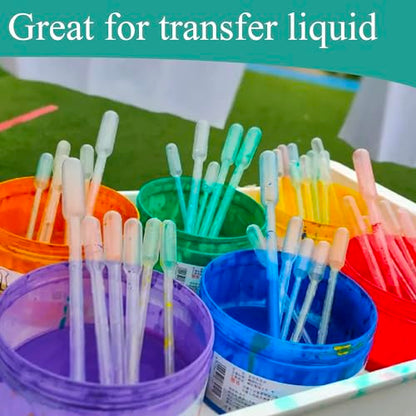 100 Pack Disposable Transfer Pipettes, Plastic Pipettes with Graduated Scale & Bulb Dropper for Essential Oils, Laboratory, Science Experiments (2 ML, 100)