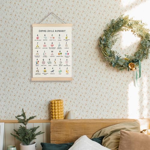 Supwhd Coping Skills Alphabet Poster for Kids, Mental Health Wall Decor for Classroom Nursery Kids Room Playroom School Counselor Office, Mental Health Poster Hanger Frame, 12x16 - color: Coping Skills Alphabet, size: 12 x 16 inches