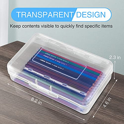 Sooez 6 Pack Pencil Case, Large Hard Pencil Box Bulk, Clear Crayon Box - color: Clear, size: 6 Pack