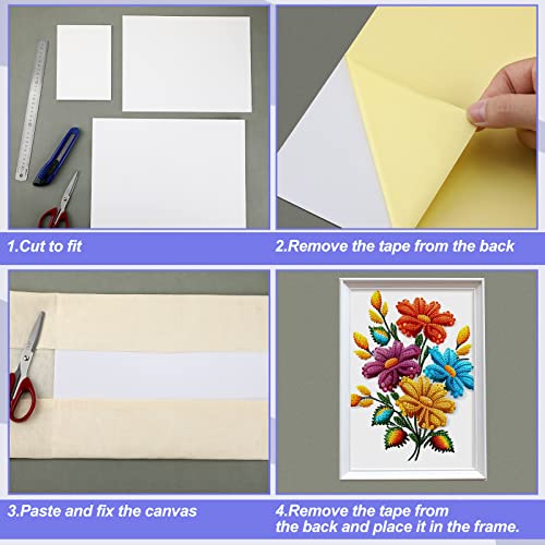 Ctosree 5 Pcs Self Stick Mounting Board 5 x 7 Inch, Acid-Free DIY Craft & Embroidery Backing Board for Cross Stitch, Photos, Posters, Easy to Use