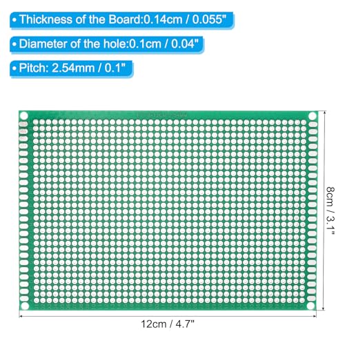 PATIKIL 4.7" x 3.1" PCB Board Circuit, 12 Pcs Single Sided Prototype Solder Boards for DIY Soldering and Electronic Project Circuit Boards Solderable Breadboard, Green - size: 4.7" x 3.1"