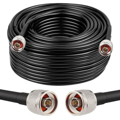 MOOKEERF KMR240 N Cable - 100FT Ultra Low Loss N Male to N Male Cable Pure Copper 50 ohm for Antenna,WiFi Router,Signal Booster, Amplifier - size: 100FT