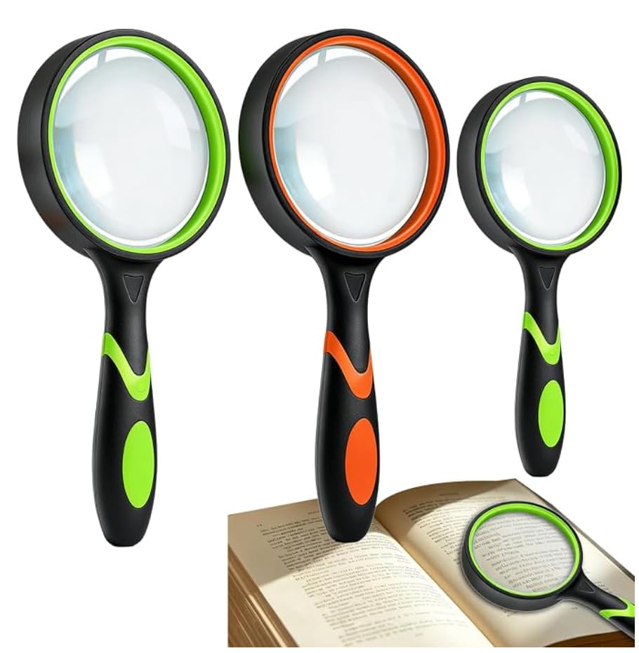 5X Handheld Non-Slip Rubber Reading Magnifying Glass Set - color: Green