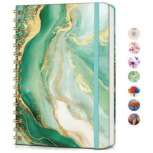 PAPEJOON Lined Spiral Journal Notebook for Women, A5 Cute Hardcover Spiral Journals for Writing, 150 Pages Pretty College Ruled Notebooks for Work & Note Taking, 5.75" x 8.38", Slate Marble - color: Slate Marble