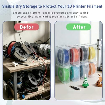 Airtight Filament Storage Box 4 Pack, PLA ABS PETG TPU Spools Storage