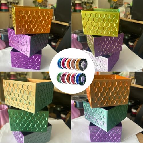 PLA 3D Printer Filament Bundle, Silk PLA Filament Dimensional Accuracy +/- 0.02 mm, 16 x 1 kg Spool(48lbs), 1.75 mm,Multiple tri-Colors. - color: 16*1kg Multi Spla