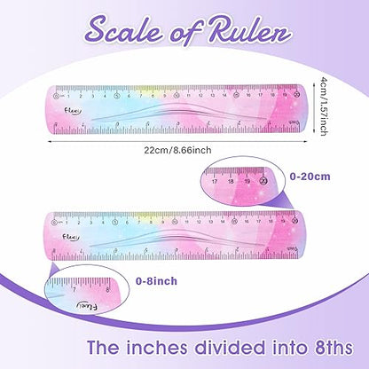 Grevosea 2 Pieces Flexible Ruler, 20cm/8inch Plastic Ruler Shatterproof Straight Edge Ruler Soft Bendable Ruler for School Classroom Office Kids & Adults (8inch) - size: 8inch