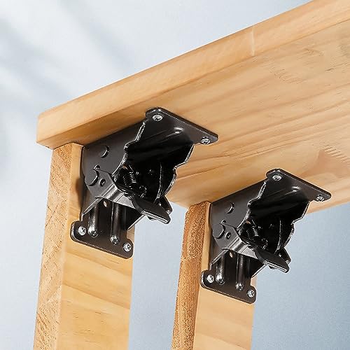 4Pc Fold Bracket for Table Bed Leg Feet,Self-Lock Hinge Hardware with Screw - size: Pack of 4