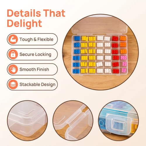 42 Grids Clear Plastic Storage Box, Removable Divider Small Parts Organizer, Portable Compartment Container for Adult Craft Hardware Bead Daily Classification, 1Pcs