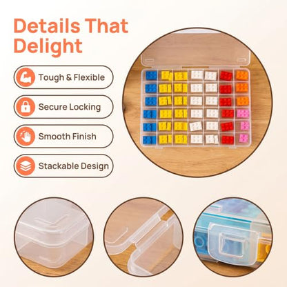 42 Grids Clear Plastic Storage Box, Removable Divider Small Parts Organizer, Portable Compartment Container for Adult Craft Hardware Bead Daily Classification, 1Pcs