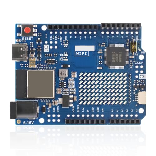 UNO R4 WiFi Board [ABX00087] – Dual-Core Microcontroller, Wi-Fi & Bluetooth, USB-C, CAN, 12-bit DAC, OP-AMP, Qwiic Connector, LED Matrix for IoT & Embedded Projects, Compatible with Arduino IDE