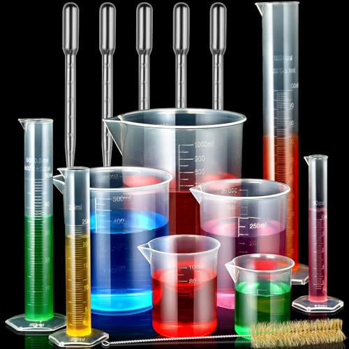 moveland Plastic Graduated Cylinders and Beakers for DIY and Science Lab