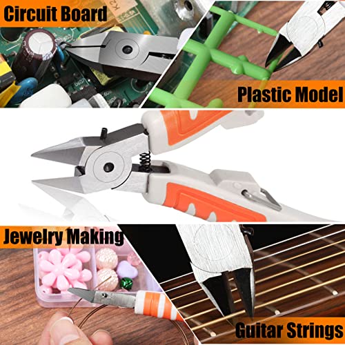 SPEEDWOX 5 Inch Diagonal Cutting Pliers Tapered Head Ultra Sharp Model Sprue Wire Clippers Electrical Wire Cutter Side Cutting Nippers with Safety Lock CR-V Steel - style: B
