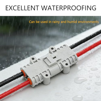 50A Battery Quick Connect Pair,IP68 Waterproof 8AWG Pre-Wired Plugs - size: Anderson 50A Waterproof Connector