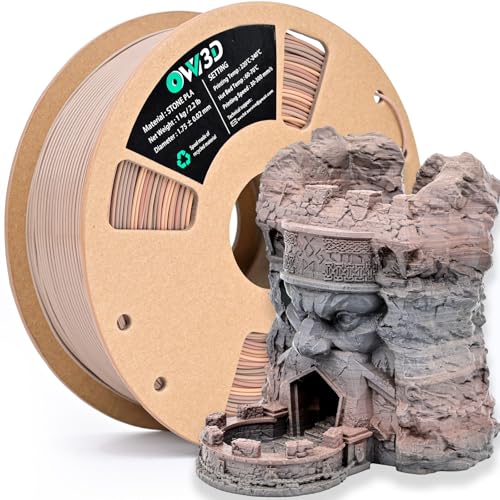 OVV3D PLA Filament Stone PLA, 3D Printer Filament Rock PLA Filament 1.75mm +/- 0.02mm 1kg(2.2lbs) Better to Print Fossil Bone/Marble，Gradient Brown PLA - color: Stone Pla