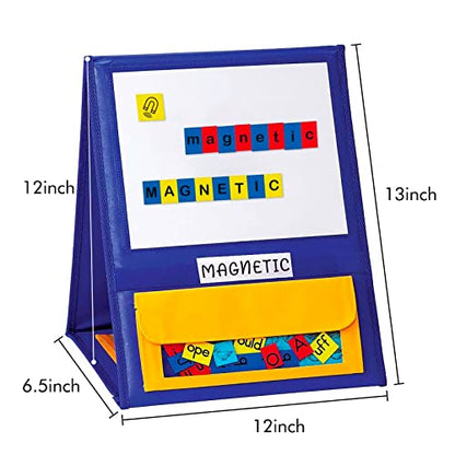 Magnetic Desktop Tabletop Pocket Chart Stand, Double Sided Small Pocket Chart for Classroom Home (15" X 12.5") - color: Easel Stand
