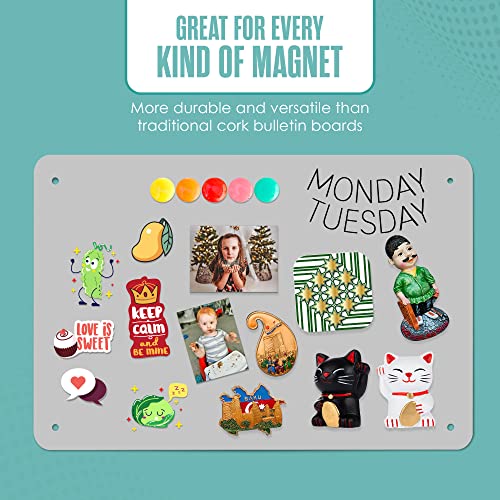 Magnetic Board, Magnet Board for Wall, Large Display Panel, Grey, 18 x 12” - color: Gray