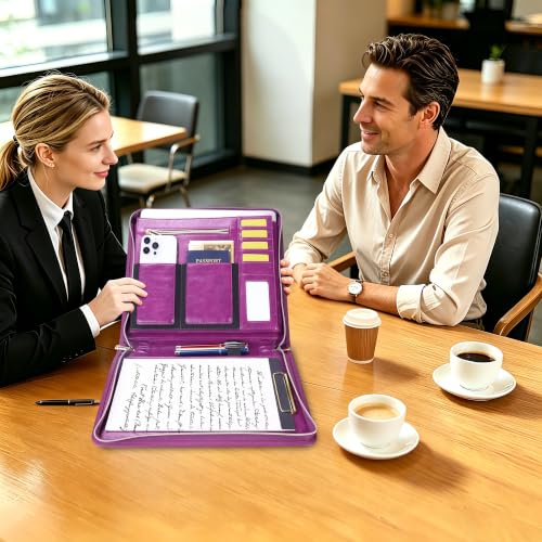 Portfolio Organizer Binder with Zipper, Padfolio for Women - color: Purple