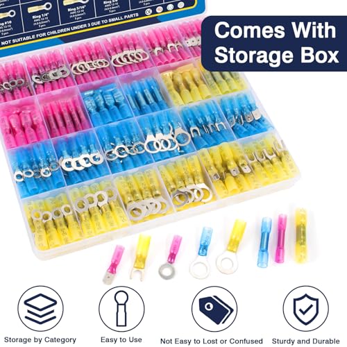 ZQZ 128Pcs Heat Shrink Marine Wire Connectors Assortment Kit, Waterproof