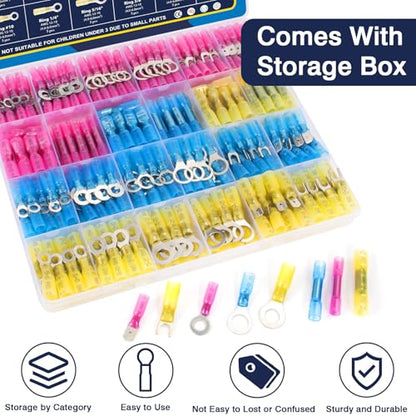 ZQZ 128Pcs Heat Shrink Marine Wire Connectors Assortment Kit, Waterproof