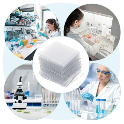 Luxshiny 100pcs Plastic Microscope Slides 22 * 22mm Transparent Plastic - size: 22X22mm