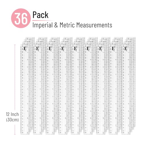 Mr. Pen- Bulk Plastic Rulers, 12 Inch, 36 Pack, Easy-to-Read Markings - color: Clear, size: 36 Pack 12 Inch