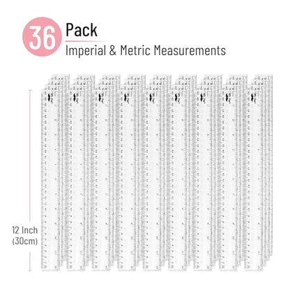 Mr. Pen- Bulk Plastic Rulers, 12 Inch, 36 Pack, Easy-to-Read Markings - color: Clear, size: 36 Pack 12 Inch