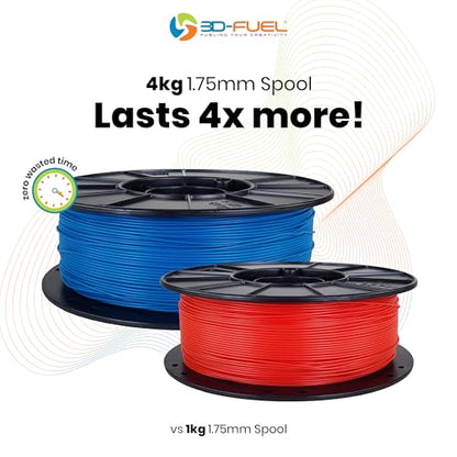 3D Fuel Standard PLA+ 3D, 4 kg 1.75 mm Spool (8.8 lbs) in Snow White - color: Snow White 4 Kg, size: 4 kg