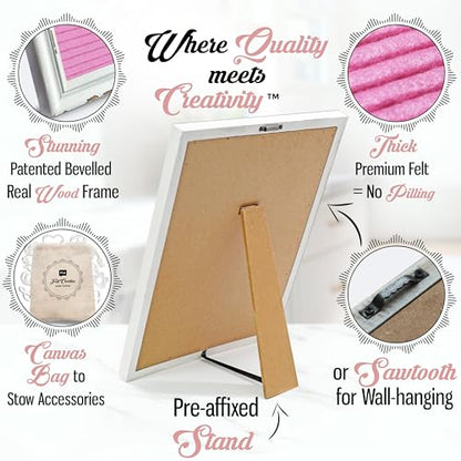 Pink Felt Letter Board Baby Announcement Sign with Rustic Wood White Frame - Rustic Farmhouse Letter Board Sign with Stand - 12x16 Felt Board Changeable Message Board with 350 Letter Set - color: Pink, size: 12x16 inches