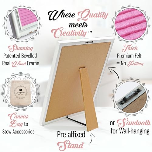 Pink Felt Letter Board Baby Announcement Sign with Rustic Wood White Frame - Rustic Farmhouse Letter Board Sign with Stand - 12x16 Felt Board Changeable Message Board with 350 Letter Set - color: Pink, size: 12x16 inches