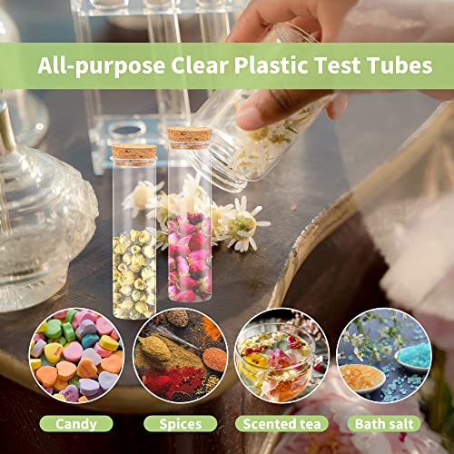 20 Pcs 60ml Plastic Test Tubes with Cork Stoppers, 120x30MM - size: 60 ML