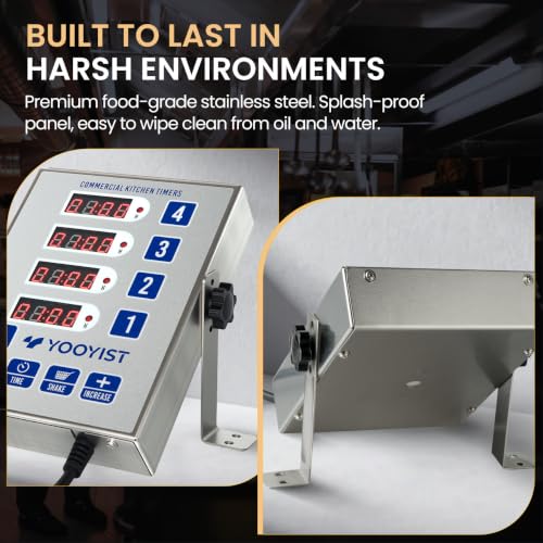 4-Channel Commercial Kitchen Timer Loud Alarm Digital Cook Timer - color: Silver