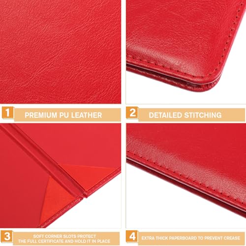 Tenare 10 Pcs Red PU Leather Certificate Cover Diploma Folder Holder - color: Red