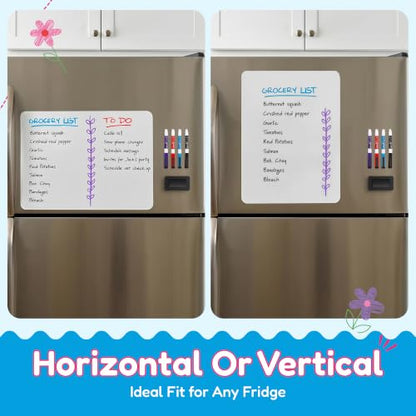 20"x13" Magnetic Dry Erase Board for Fridge with 4 Markers and Eraser - size: 17"W x 21"H