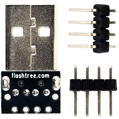 10pcs USB Type A Male Breakout Board 2.54mm/0.1" Pitch with 2Type 4 Pin Solder Pin Header (Straight and 90 Degree)