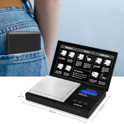 Fuzion Digital Pocket Gram Scale 0.01g x 200g, with 100g Calibration Weight - color: Black