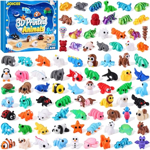 JOICEE 108Pcs Mini 3D Printed Animals Articulated Flexible Fidget Toys - color: Blue